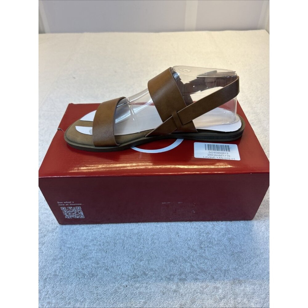 Journee Collection Lavine Slingback Strappy  Sandals Tan Women SZ 7 New in Box